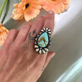 The Moonflower Ring- Natural Royston Turquoise and Sterling Silver- Finished to Size or as a Pendant