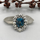 Morenci II Supernova Ring- Morenci II Turquoise and Sterling Silver- Finished to Size or as a Pendant