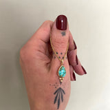 Royston Turquoise and Solid 14k Gold Necklace- 16" 14k Gold Chain Included