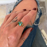 Natural Royston Turquoise and Solid 14k Gold Ring- Size 9 (can be sized up 1/2 size)