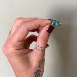 Natural Royston Turquoise and Solid 14k Gold Ring- Size 9 (can be sized up 1/2 size)