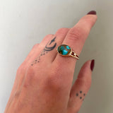 Natural Royston Turquoise and Solid 14k Gold Ring- Size 9 (can be sized up 1/2 size)