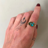 Natural Royston Turquoise and Solid 14k Gold Ring- Size 9 (can be sized up 1/2 size)