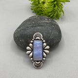 The Peacock Ring- Blue Lace Agate and Sterling Silver- Finished to Size or as a Pendant