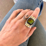 The Phoenix Ring 3- Bamboo Mountain Turquoise and Sterling Silver- Finished to Size or as a Pendant