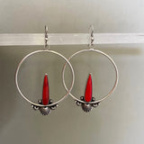 The Eternal Flame Large Hoop Earrings- Rosarita and Sterling Silver- For Pierced Ears