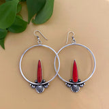 The Eternal Flame Large Hoop Earrings- Rosarita and Sterling Silver- For Pierced Ears