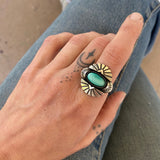 The Gemini Ring 1- Royston Turquoise and Sterling Silver- Finished to Size or as a Pendant