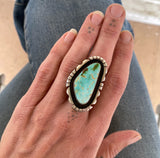 The Shadowbox Ring- Natural Royston Turquoise and Sterling Silver- Finished to Size or as a Pendant