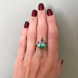 Natural Emerald Valley Turquoise and Solid 14k Gold Ring- Size 8.75 (can be sized up 1/2 size)