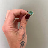 Natural Emerald Valley Turquoise and Solid 14k Gold Ring- Size 8.75 (can be sized up 1/2 size)