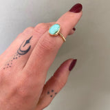 Natural Royston Turquoise and Solid 14k Gold Ring- Size 5.25 (can be sized up 1/2 size)