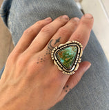 The Silhouette Ring 2- Natural Royston Turquoise and Sterling Silver- Finished to Size or as a Pendant