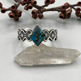The Zig Zag Cuff- Size XS/S- Morenci II Turquoise/Angel Wing Variscite/Bamboo Mountain Turquoise and Stamped Sterling Silver Bracelet