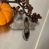 Huge 2-Stone Ring or Pendant- Petrified Palm Root and Sterling Silver- Finished to Size