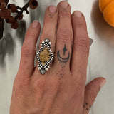 Montana Agate Celestial Ring- Size 5.5- Hand Stamped Sterling Silver