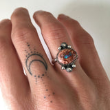 Cantera Opal and Sterling Silver Celestial Ring- Size 5.5 (Can be sized up to size 6)