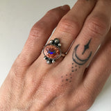 Cantera Opal and Sterling Silver Celestial Ring- Size 5.5 (Can be sized up to size 6)