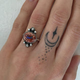 Cantera Opal and Sterling Silver Celestial Ring- Size 5.5 (Can be sized up to size 6)