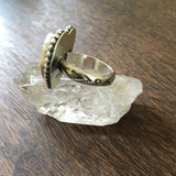 Kingman Turquoise Heart Ring- Sterling SIlver Stamped Band Size 5.75-6