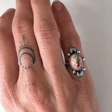 Cantera Opal and Sterling Silver Celestial Ring- Size 5 (Can be sized up to 5.25)