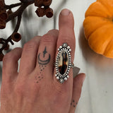 Montana Agate Celestial Ring- Size 6.5- Hand Stamped Sterling Silver