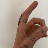 Montana Agate Celestial Ring- Size 6.5- Hand Stamped Sterling Silver