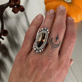 Montana Agate Celestial Ring- Size 6.5- Hand Stamped Sterling Silver
