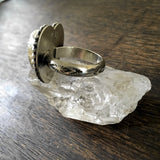 Kingman Turquoise Heart Ring- Sterling SIlver Stamped Band Size 6.5-6.75