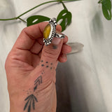 Celestial Amber Ring- Size 6- Hand Stamped Sterling Silver and Mayan Amber