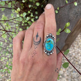 Stamped Celestial Turquoise Ring- Size 6- Sterling Silver and Royston Turquoise