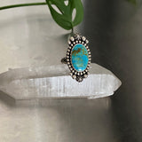 Stamped Celestial Turquoise Ring- Size 6- Sterling Silver and Royston Turquoise