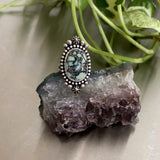 Celestial Poseidon Variscite Ring- Size 6- Hand Stamped Sterling Silver
