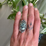 Celestial Poseidon Variscite Ring- Size 6- Hand Stamped Sterling Silver