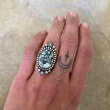 Celestial Poseidon Variscite Ring- Size 6- Hand Stamped Sterling Silver