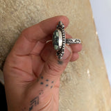 Celestial Poseidon Variscite Ring- Size 6- Hand Stamped Sterling Silver