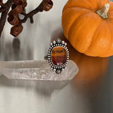 Montana Agate Celestial Ring- Size 7.5- Hand Stamped Sterling Silver