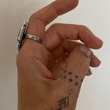 Montana Agate Celestial Ring- Size 7.5- Hand Stamped Sterling Silver