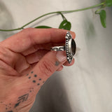 Celestial Amber Ring- Size 7- Hand Stamped Sterling Silver and Mayan Amber