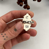 Celestial Rainbow Moonstone Ring- Size 7- Hand Stamped Sterling Silver