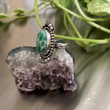 Celestial Lucin Variscite Ring- Size 7- Hand Stamped Sterling Silver