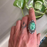 Celestial Lucin Variscite Ring- Size 7- Hand Stamped Sterling Silver