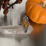 Montana Agate Celestial Ring- Size 8.5- Hand Stamped Sterling Silver