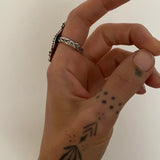 Montana Agate Celestial Ring- Size 8.5- Hand Stamped Sterling Silver