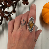 Montana Agate Celestial Ring- Size 8.5- Hand Stamped Sterling Silver