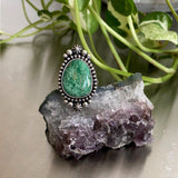 Celestial Lucin Variscite Ring- Size 8- Hand Stamped Sterling Silver
