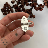 Celestial Rainbow Moonstone Ring- Size 8- Hand Stamped Sterling Silver