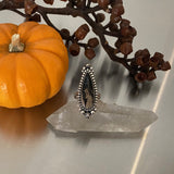 Celestial Palm Root Ring- Size 8- Hand Stamped Sterling Silver and Petrified Palm Root