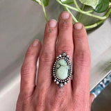 Celestial Poseidon Variscite Ring- Size 8.25- Hand Stamped Sterling Silver