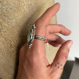 Celestial Poseidon Variscite Ring- Size 8.25- Hand Stamped Sterling Silver